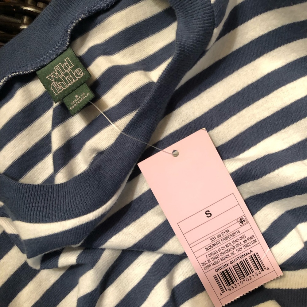 Wild Fable striped tee cuffed short sleeve NWT - Picture 6 of 8